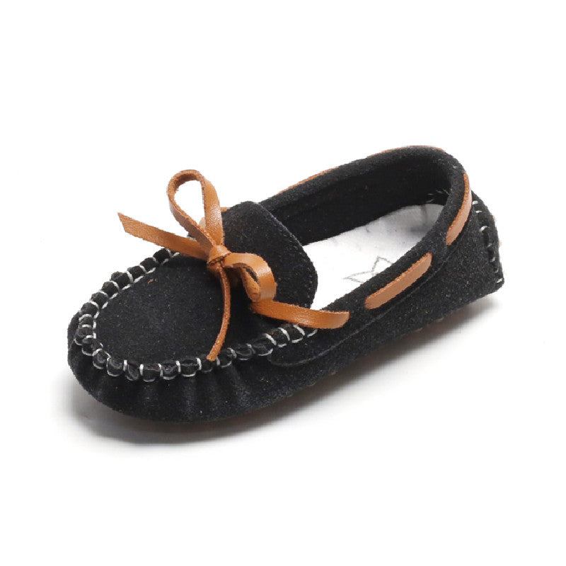 Mocasines de ante con lazo marrón para niños