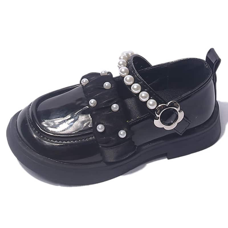 Mocasines de piel con perlas para niñas