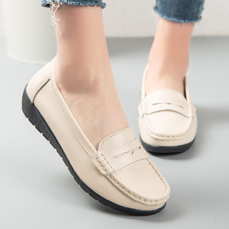Mocasines fáciles de calzar de piel para mujer