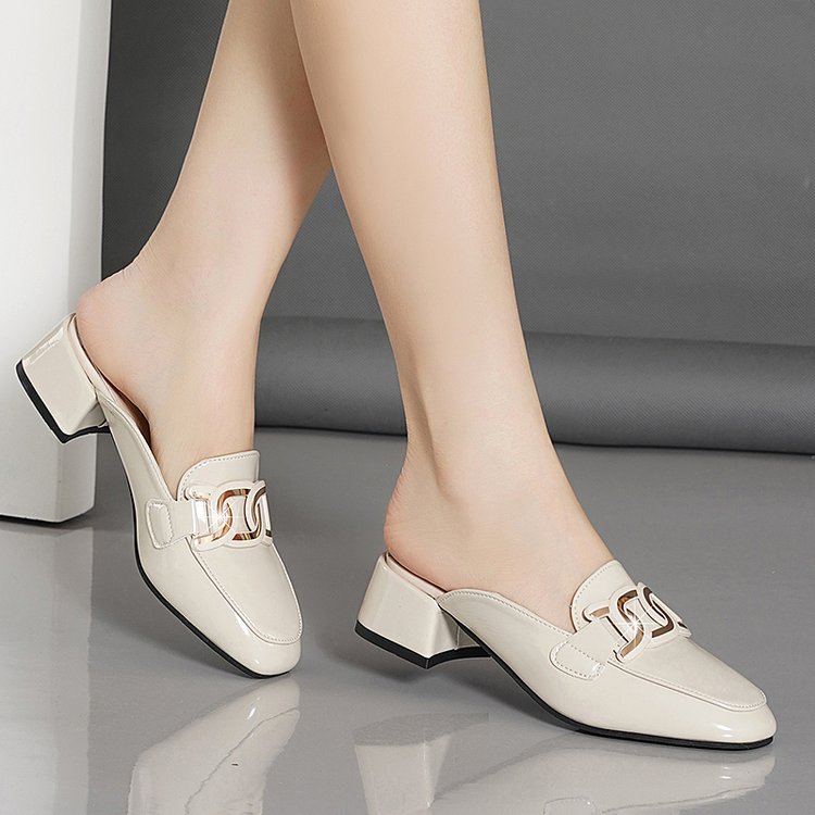 Mocasines mule de tacón cuadrado para mujer