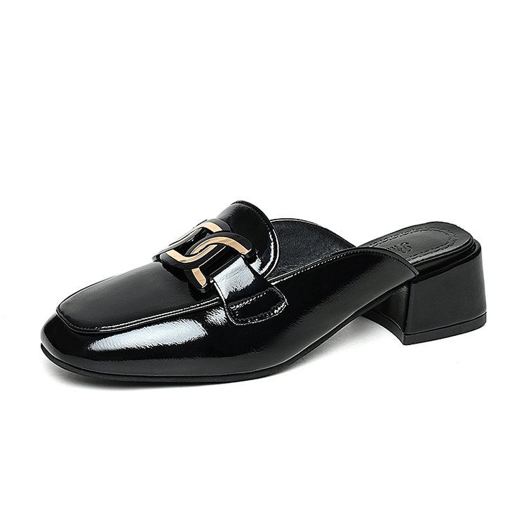 Mocasines mule de tacón cuadrado para mujer