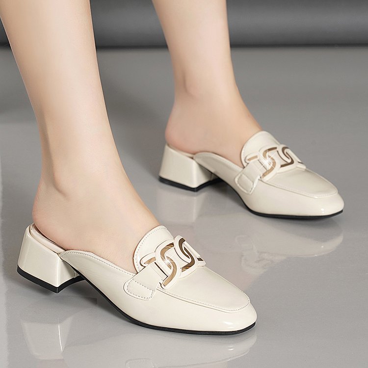 Mocasines mule de tacón cuadrado para mujer
