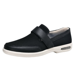 Mocasines ortopédicos suaves de apertura ancha para hombre, Negro