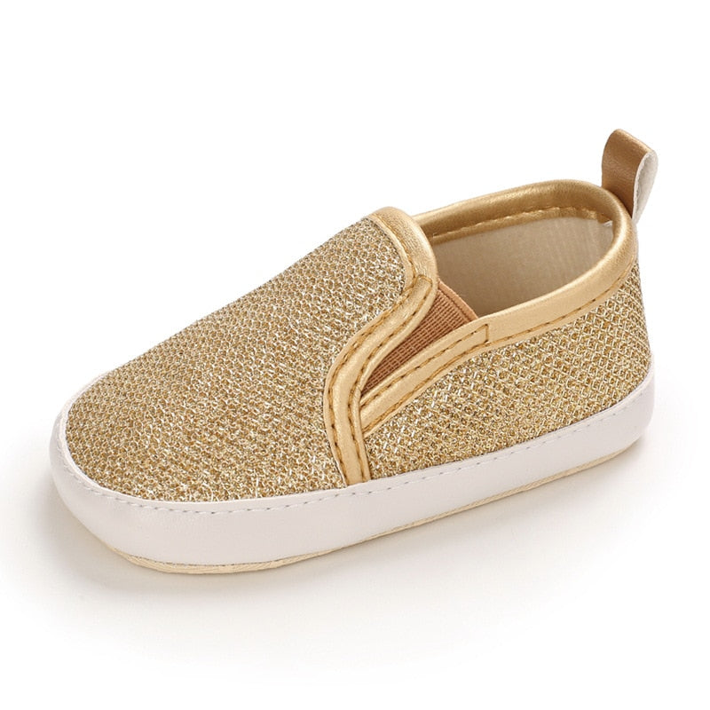 Mocasines suaves con lentejuelas sin cordones para bebé niña