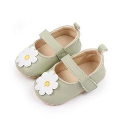 Mocasines flexibles con motivo de flor para bebé niña, Verde