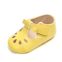 Mocasines suaves semiabiertos para bebé niña, Amarillo