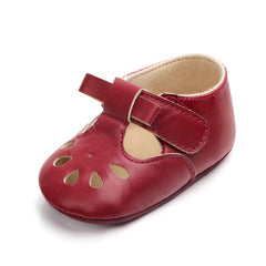 Mocasines suaves semiabiertos para bebé niña, Rojo