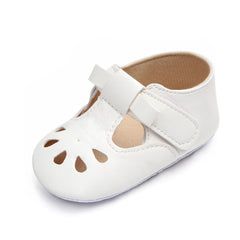 Mocasines suaves semiabiertos para bebé niña, Blanco