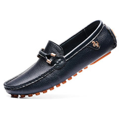 Mocasines suaves de moda en cuero sintético para hombre, Azul marino