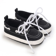 Mocasines estilo náutico con cordones para bebé niño, Negro