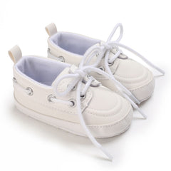 Mocasines estilo náutico con cordones para bebé niño, Blanco
