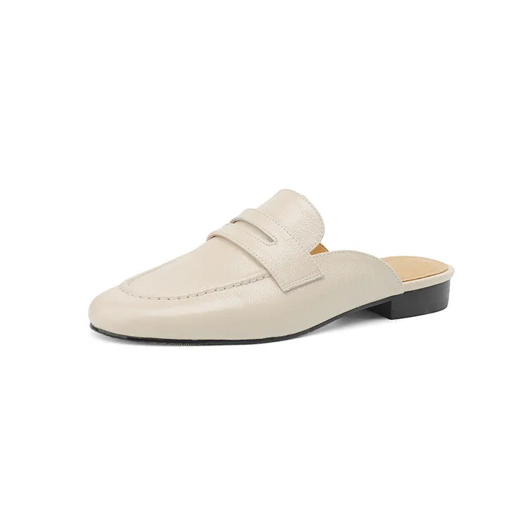 Mule mocasín penny de mujer beige