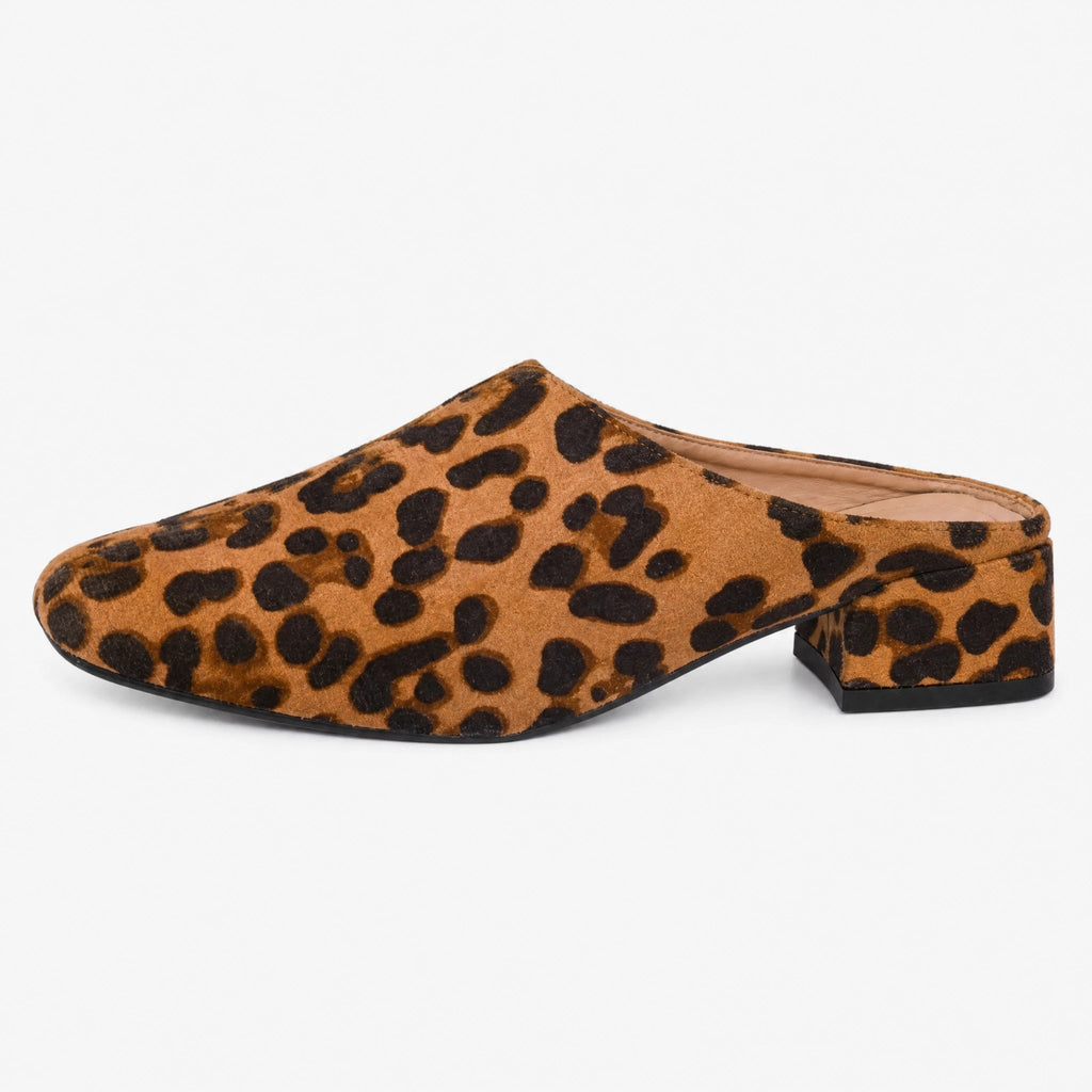 Mules mocasín leopardo con tacón cuadrado, foto 1