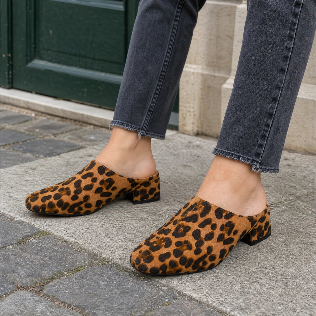 Mules mocasín leopardo con tacón cuadrado, foto 3