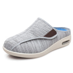 Mules ortopédicos con velcro en malla jaspeada, Gris claro