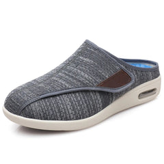 Mules ortopédicos con velcro en malla jaspeada, Gris oscuro