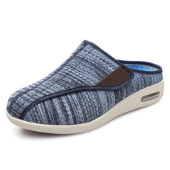 Mules ortopédicos con velcro en malla jaspeada, Azul