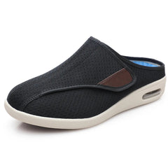 Mules ortopédicos con velcro en malla transpirable, Negro