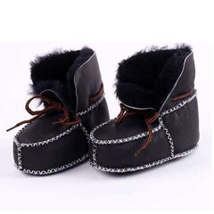 Botines mocasines indios de gamuza sintética para bebé, Negro