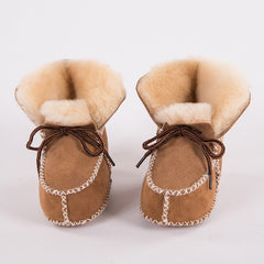 Botines mocasines indios de gamuza sintética para bebé, Camel
