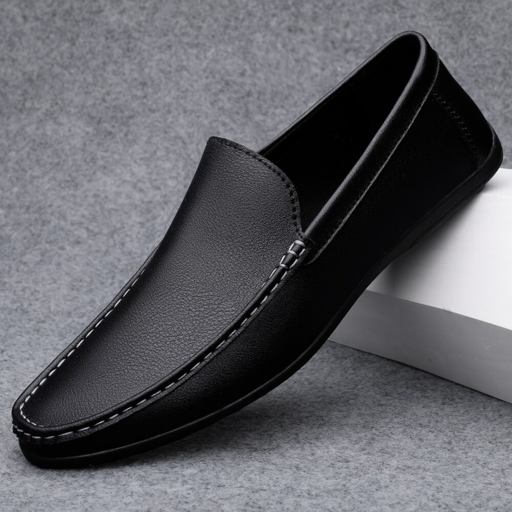 mocasín de cuero negro para hombre