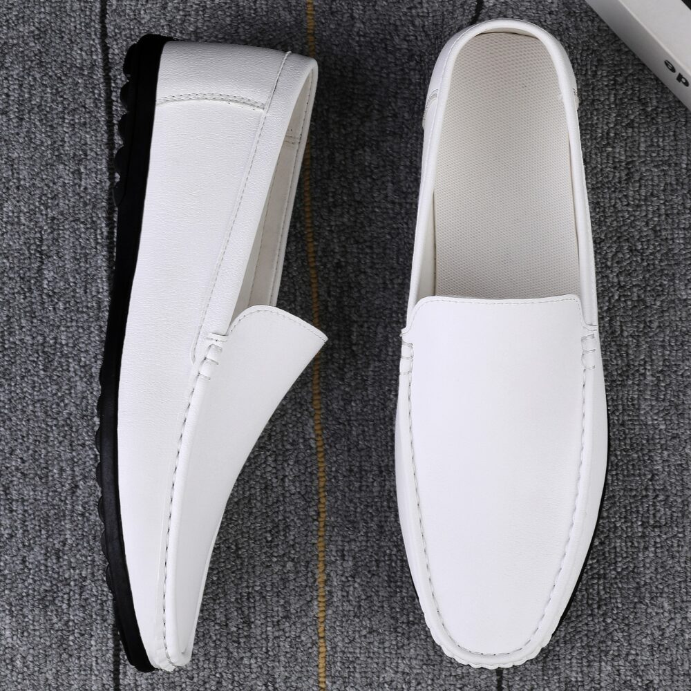 mocasín de cuero blanco para hombre