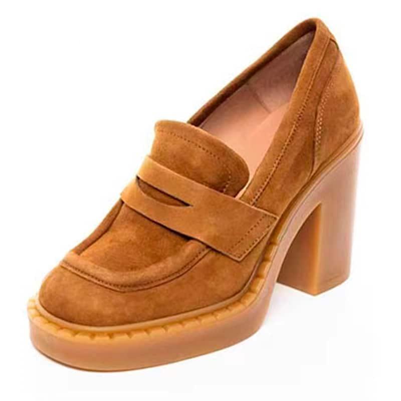 Tacón Alto Zapatos Marrones Mujer TacÃ³n Mocasines De Mujer De