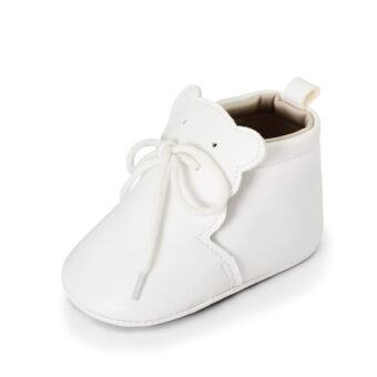 Mocasines suaves con cordones y lengüeta en forma de osito para bebé