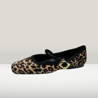 Bailarinas Mary Jane Tiras Suaves con Estampado de Leopardo