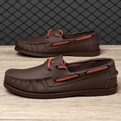 Mocasines náuticos de cuero para hombre