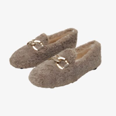 Mocasines de invierno de rizo suave y piel para mujer