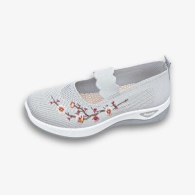 Mocasines de malla respirante tricotada con bordado floral